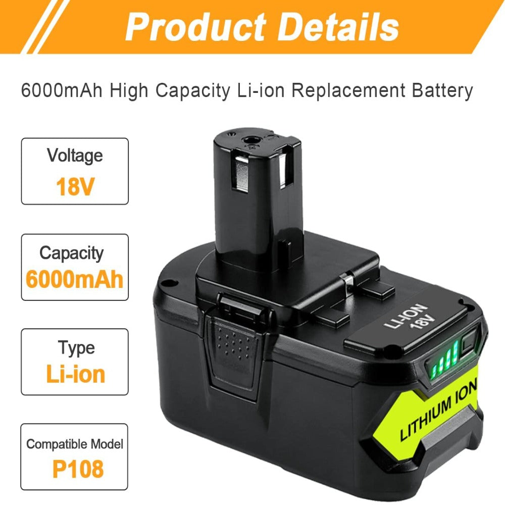  [2Pack] 18V 6.0 Ah! HIGH-Output Battery for Bosch 18V
