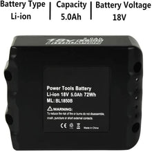 Load image into Gallery viewer, 2 Pack BL1850B 18V 5.0Ah Replacement for Makita 18V Lithium-Ion Battery BL1850B BL1860B 1840B 1820 1845 1815 194204-5 1860 1830B 196399-0 196673-6 LXT-400 with LED Indicator