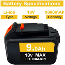 Load image into Gallery viewer, HOMEDAS 18V 9.0Ah Lithium-ion Battery Replacement for Dewalt 18V Battery DCB180 DCB181 DCB182 DCB184 DCB201 DCB200 for Dewalt Batteries 18 Volt MAX Cordless Tools Battery with LED indicator