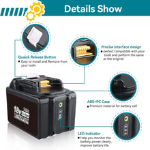 Load image into Gallery viewer, HOMEDAS 18V 9000mAh BL1890B Li-ion Replacement Battery with LED Indicator Compatible with Makita 18V Batteries BL1860 BL1860B BL1850 BL1850B BL1840 BL1830 BL1815 BL1845 LXT-400 Cordless Power Tools