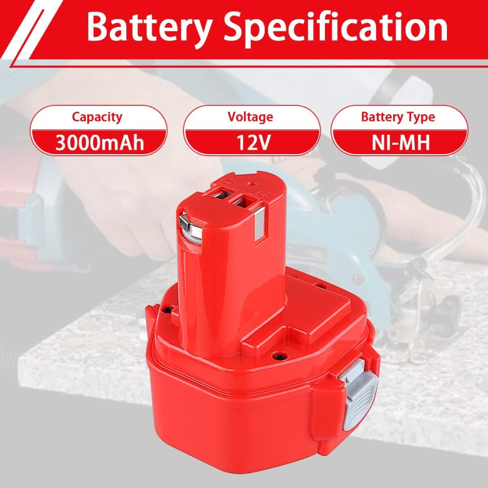 HOMEDAS 1220 Battery 3.0Ah Ni-Mh Battery Replacement for Makita 12V Battery for Makita PA12 1220 1222 1233 1234 1235 6271D 6317D 6270D 192696-2 192698-8 8271D 6270D 192698-8 192698-A