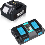 HOMEDAS 3.5A 14.4V-18V Li-Ion Battery Charger DC18RD Replacement for Makita 14.4V-18V Lithium ion Battery and 18V 5.0Ah Li-ion Replacement Battery for Makita 18V Battery with LED Indicator