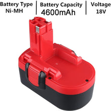 Load image into Gallery viewer, HOMEDAS 18V 4.6Ah Ni-MH Replacement Battery for Bosch 18V Battery PSR18 GSR18 2607335536 2607335535 2607335277 BAT025 BAT038 BAT040 BAT041 BAT180 4600mAh Battery Replacement for Bosch PSR 18 Battery