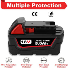 Load image into Gallery viewer, HOMEDAS M18 5.0Ah 18V Li-ion Replacement Battery for Milwaukee M18 Batteries M18B 48-11-1850 48-11-1840 48-11-1815 48-11-1820 48-11-1852 48-11-1828 48-11-1822 for Milwaukee Batteries