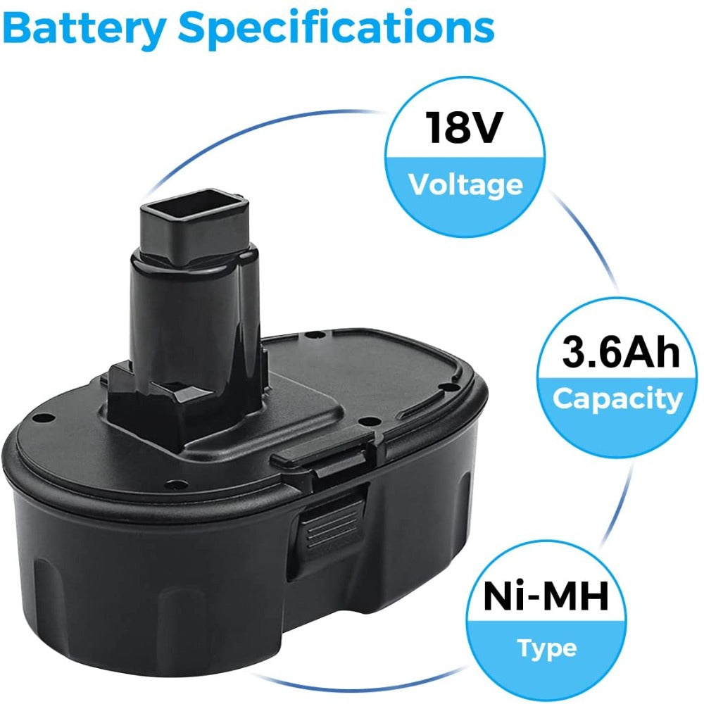 HOMEDAS 18V 3.6Ah Ni-MH replacement battery for Dewalt DE9098 DE9095 DE9094 DE9096 DE9039 DW9096 DW9095 DW9098 DE9503 DC9096 for Dewalt 18V battery