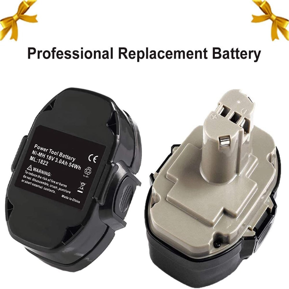 HOMEDAS 2 Pack 18V 4.6Ah NiMh Battery Replacement for 18V Battery PA18 1822 1823 1833 1834 1835 1835F 192828-1 192829-9 193061-8 193102-0 193140-2 193159-1 193783-0 for PA18 1822 Batteries