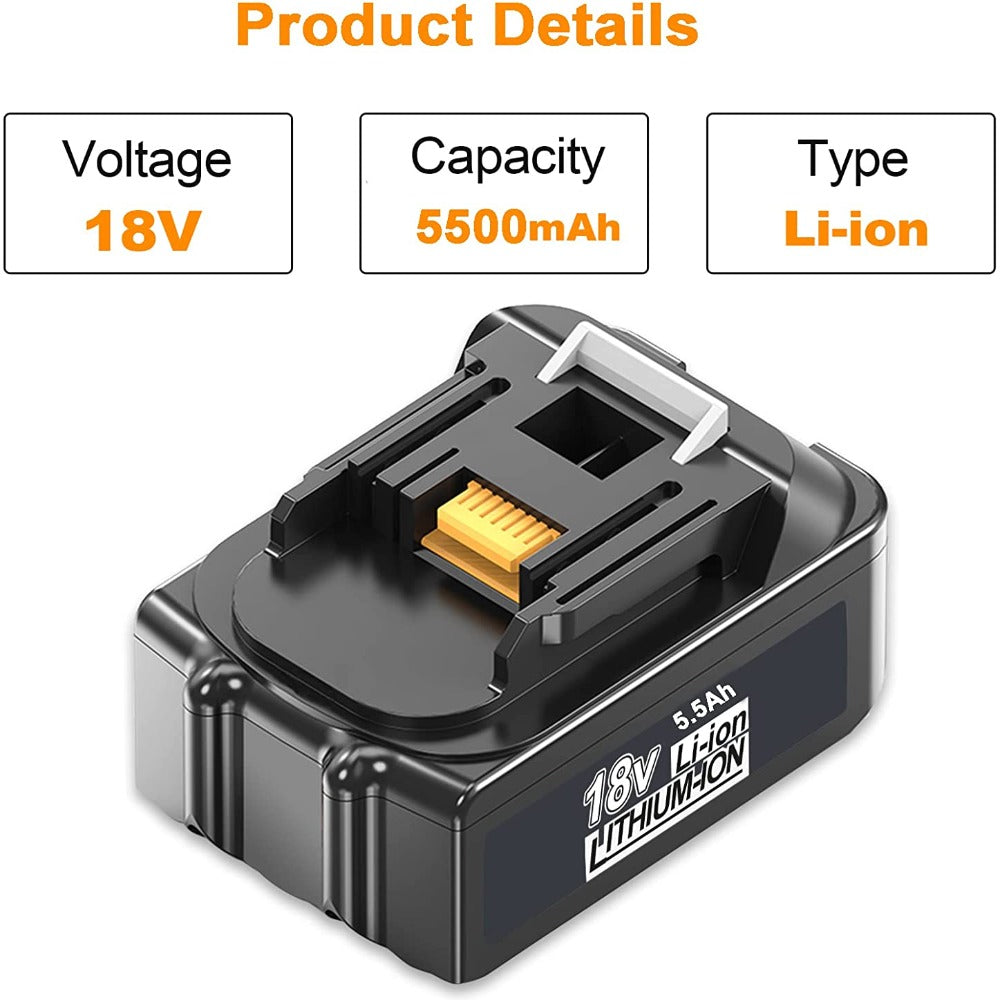 【4Packs】HOMEDAS BL1860 5.5Ah Lithium-ion Replacement Batteries Compatible with Makita 18V Battery Replace for BL1860B BL1850B BL1850 BL1840 196399-0 194204-5 LXT-400 Cordless Power Tool