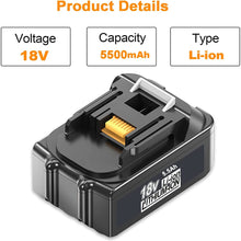 Load image into Gallery viewer, 【4Packs】HOMEDAS BL1860 5.5Ah Lithium-ion Replacement Batteries Compatible with Makita 18V Battery Replace for BL1860B BL1850B BL1850 BL1840 196399-0 194204-5 LXT-400 Cordless Power Tool