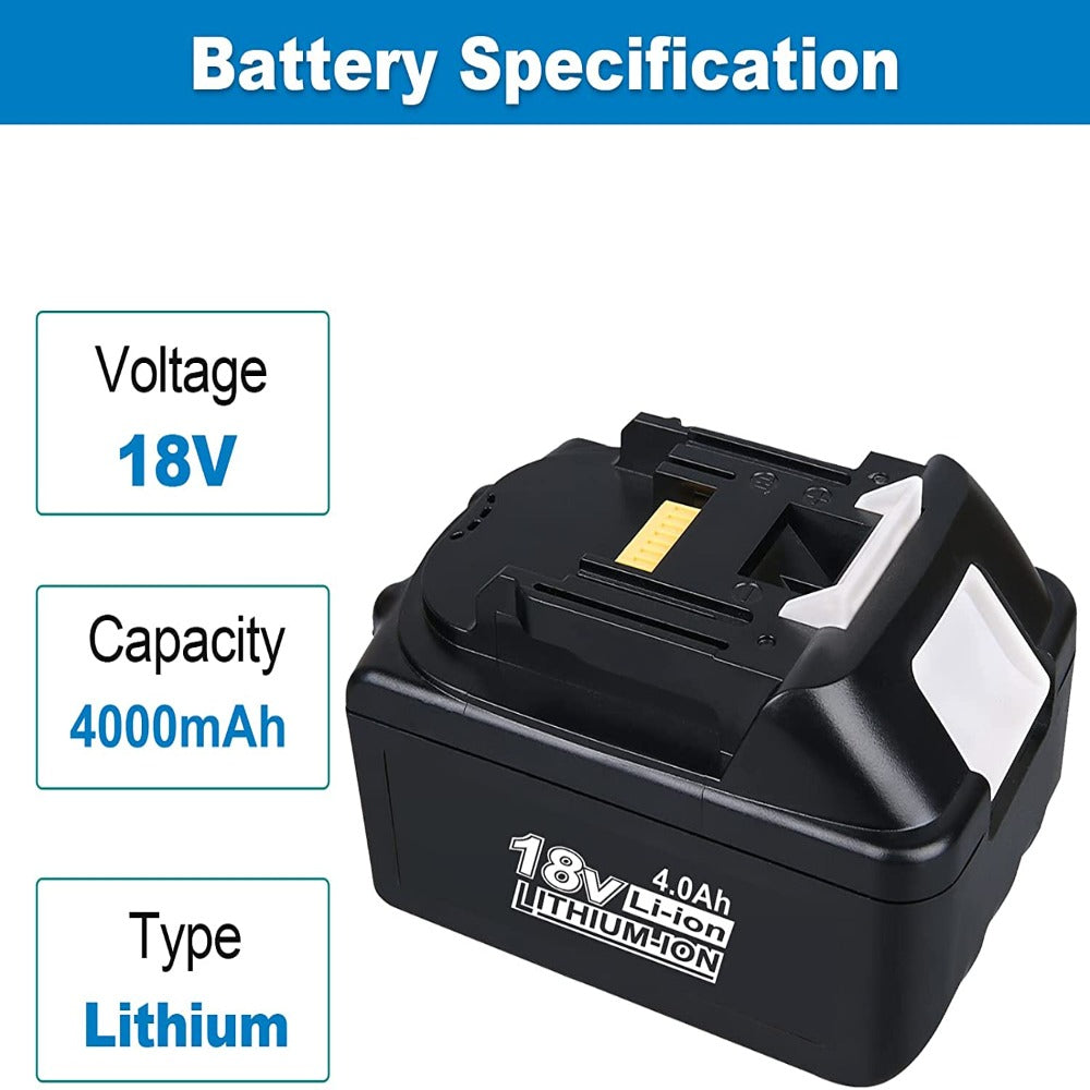 HOMEDAS【4 Pack】18V 4.0Ah Li-ion replacement battery for Makita BL1860 BL1850 BL1840 BL1830 BL1820 BL1815 Replacement for Makita 18v batteries