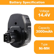 Load image into Gallery viewer, HOMEDAS 3000mAh DC9091 Ni-Mh Battery Replacement for Dewalt 14.4V Battery DW9091 DW9094 DE9038 DE9091 DE9092 DE9094 DE9502 for Dewalt Cordless Power Tool Batteries 2 Packs