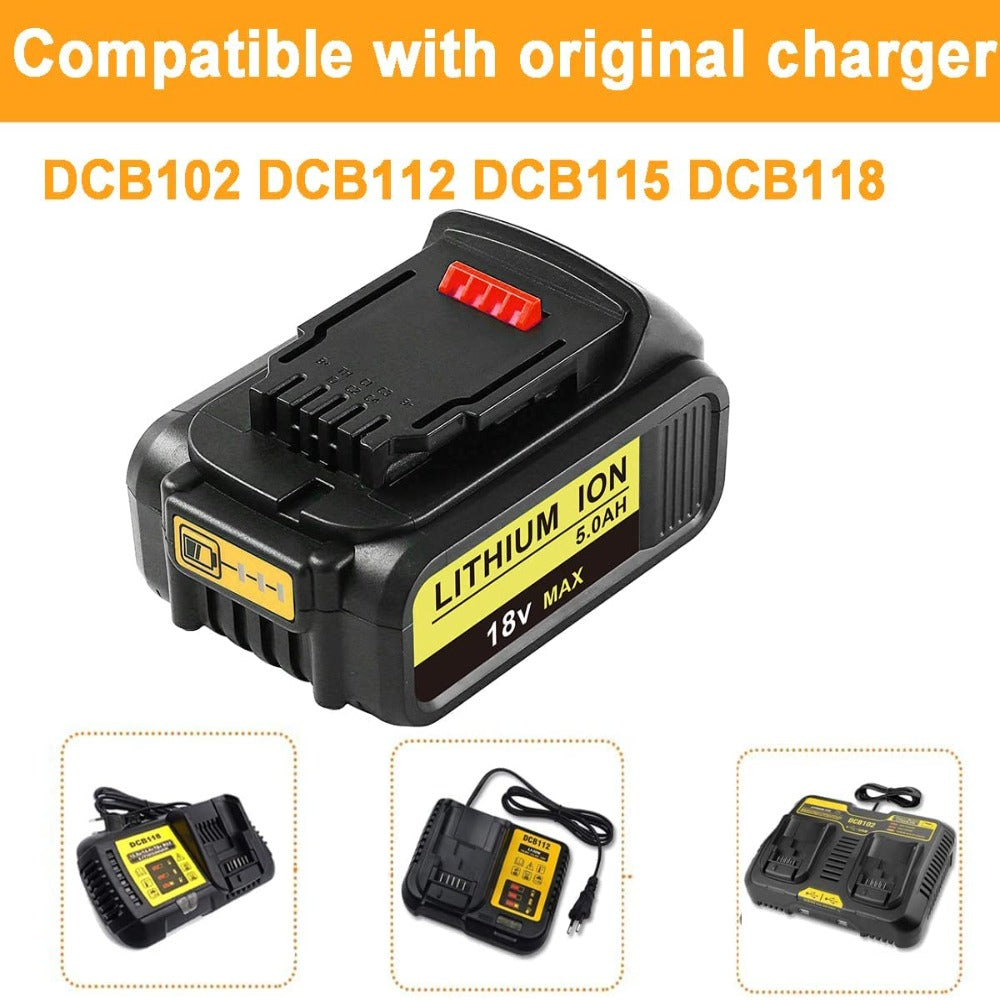 HOMEDAS [4 Pack] 18V / 20V MAX 5.0Ah DCB200 Lithium-ion Replacement Battery for Dewalt 18V Battery DCB184 DCB182 DCB180 DCB181 DCB182 DCB201 Replacement for Dewalt 18V Cordless Tools