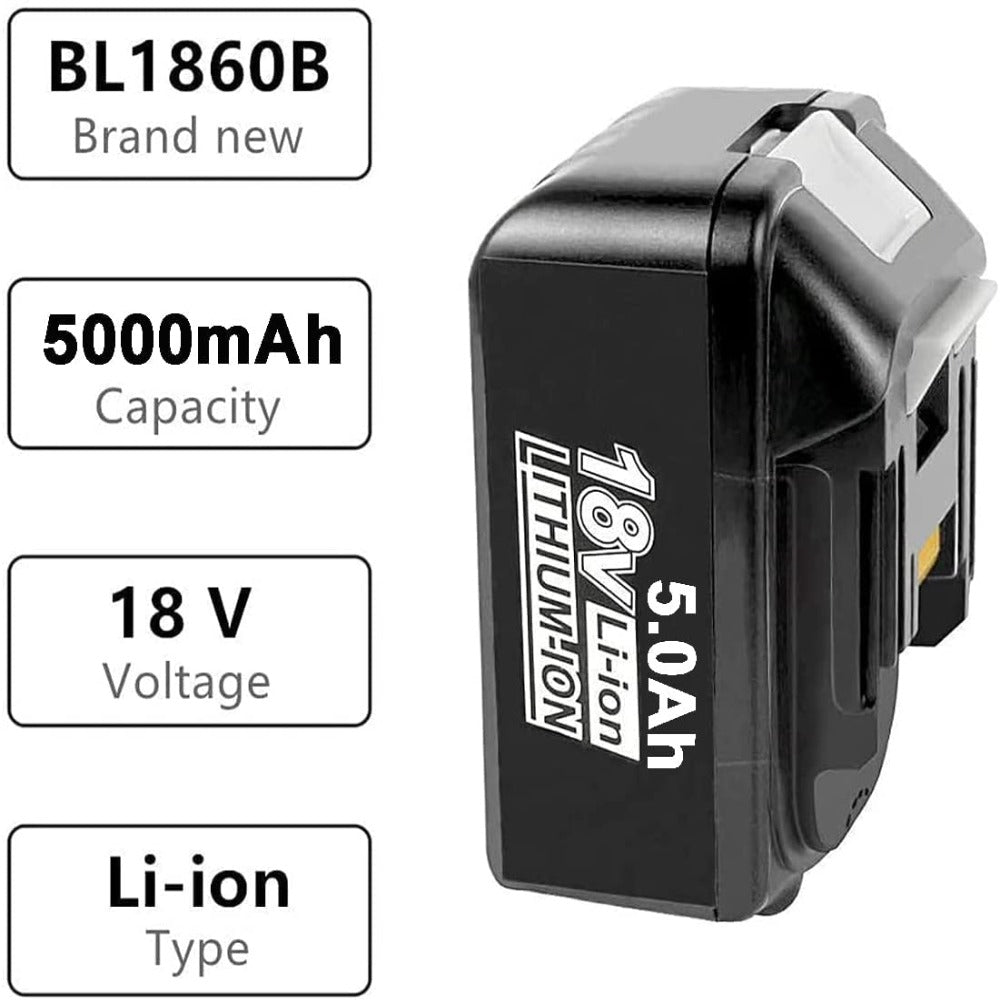 HOMEDAS 4x BL1850B 18V 5.0Ah Li-ion Replacement Battery for Makita 18V Battery BL1860B BL1860 BL1850 BL1840 BL1830 Cordless Power Tools with LED Indicator + 3.5Ah DC18RD 14.4V/18V Replacement Charger