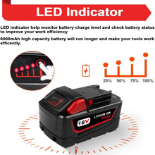 Load image into Gallery viewer, HOMEDAS 4X 18V 6Ah Li-ion Battery Replacement for Milwaukee M18 Battery 48-11-1850 48-11-1840 48-11-1815 48-11-1820 + 3A M12-18C 12V-18V Li-ion Charger Replacement for Milwaukee M12 M14 M18 Battery