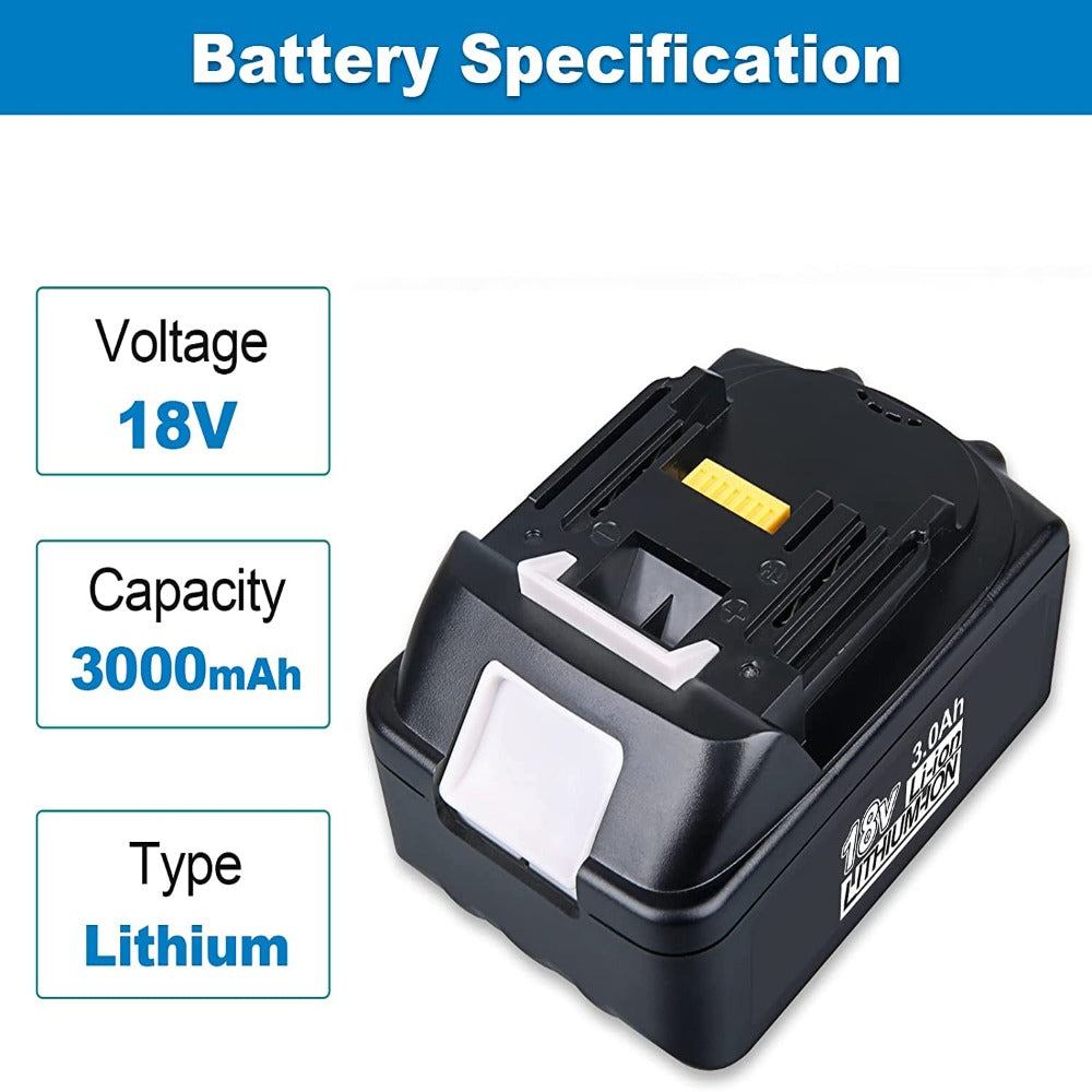 HOMEDAS 18V 3000mAh Li-ion Replacement Battery for Makita 18V Batteries BL1815 BL1850 BL1850B BL1860 BL1860B BL1830B BL1830 BL1840 BL1840B LXT-400 BL1835 BL1845 194204-5 for Makita Battery