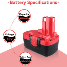 Load image into Gallery viewer, HOMEDAS 18V 4.6Ah Ni-MH Replacement Battery for Bosch PSR18 GSR18 2607335536 2607335535 2607335277 BAT025 BAT038 BAT040 BAT041 BAT180 Replacement for Bosch Battery