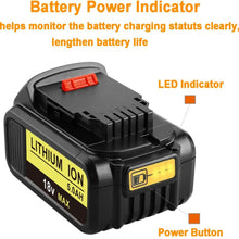 Load image into Gallery viewer, HOMEDAS [4 Pack] 18V / 20V MAX 5.0Ah DCB200 Lithium-ion Replacement Battery for Dewalt 18V Battery DCB184 DCB182 DCB180 DCB181 DCB182 DCB201 Replacement for Dewalt 18V Cordless Tools