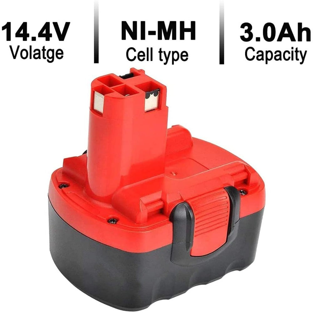 2 Pack 3.0Ah 14.4V Ni-MH Batteries Replacement for Bosch 14.4V Battery BAT038 BAT040 BAT041 BAT140 BAT159 2607335275 2607335276 2607335533 2607335534 2607335465 2607335678 2607335685 2607335711