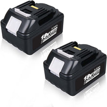 Load image into Gallery viewer, 2 Pack BL1850 18V 5.0Ah Replacement Battery for 18V Li-Ion Battery Compatible with Makita BL1850 BL1840 BL1830 BL1820 BL1815 194205-3 LXT400