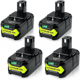 HOMEDAS 4 Pack 4Ah 18V P108 RB18L40 Lithium Battery Replacement for Ryobi 18V Battery RB18L50 RB18L40 RB18L25 RB18L15 RB18L13 P102 P103 P104 P105 P106 P107 Compatible with Ryobi Battery with LED