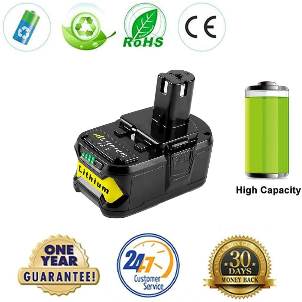 4Pack HOMEDAS 18V 5000mAh P108 Li-ion Replacement Battery for Ryobi 18V Battery RB18L50 RB18L25 RB18L15 BPL-1820G P102 P103 P104 P105 P107 18V Battery Replace for Ryobi Power Tools with LED Indicator