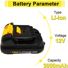 Load image into Gallery viewer, HOMEDAS DCB127 3Ah 12v Lithium-Ion Battery Replacement for Dewalt 10.8V / 1 2V Battery DCB120 DCB123 DCB121 DCD710 DCB125 Cordless Power Tool Battery