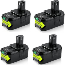 Load image into Gallery viewer, 4Pack HOMEDAS 18V 5000mAh P108 Li-ion Replacement Battery for Ryobi 18V Battery RB18L50 RB18L25 RB18L15 BPL-1820G P102 P103 P104 P105 P107 18V Battery Replace for Ryobi Power Tools with LED Indicator