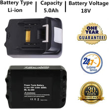 Load image into Gallery viewer, HOMEDAS 5000mAh 18V Li-ion BL1850B Replacement Battery Compatible with Makita 18V Battery BL1850 BL1860B BL1840B BL1830B BL1820B BL1815 LXT-400 with LED Indicator