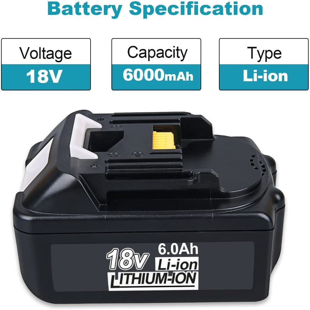 HOMEDAS [2 Packs] BL1860 18V 6.0Ah Battery Replacement for Makita 18V Battery BL1860B BL1850 BL1845 BL1840B BL1840 BL1835 BL1830B BL1830 BL1820 BL1815 194204-5 LXT-400 for Makita 18V Power Tools