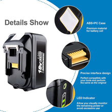 Load image into Gallery viewer, 2 Pack 5.5Ah 18V Li-ion Battery Replacement for Makita 18V Battery BL1860 BL1850 BL1830 BL1840 LXT-400 18V Battery with LED Indicator for Makita 18V Batteries