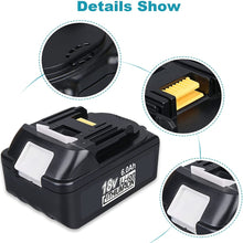Load image into Gallery viewer, HOMEDAS [2 Packs] BL1860 18V 6.0Ah Battery Replacement for Makita 18V Battery BL1860B BL1850 BL1845 BL1840B BL1840 BL1835 BL1830B BL1830 BL1820 BL1815 194204-5 LXT-400 for Makita 18V Power Tools
