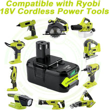 Load image into Gallery viewer, HOMEDAS 4.0Ah P104 Battery 18-Volt Lithium Replacement Battery for Ryobi 18V Battery RB18L40 RB18L50 P108 P102 P103 P105 P107 P109 P122 for Ryobi Cordless Power Tool Battery 2 Packs