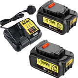 HOMEDAS 2X 18V 20V MAX 5.0Ah DCB184 Li-ion Replacement for Dewalt 18V Battery DCB180 DCB181 DCB182, DCB201 DCB200 DCB205 with LED + DCB112 Battery Charger Relacement for Dewalt 12v-18v Li-ion Battery